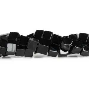 10mm Black Agate Cubes 16 inch 40 beads