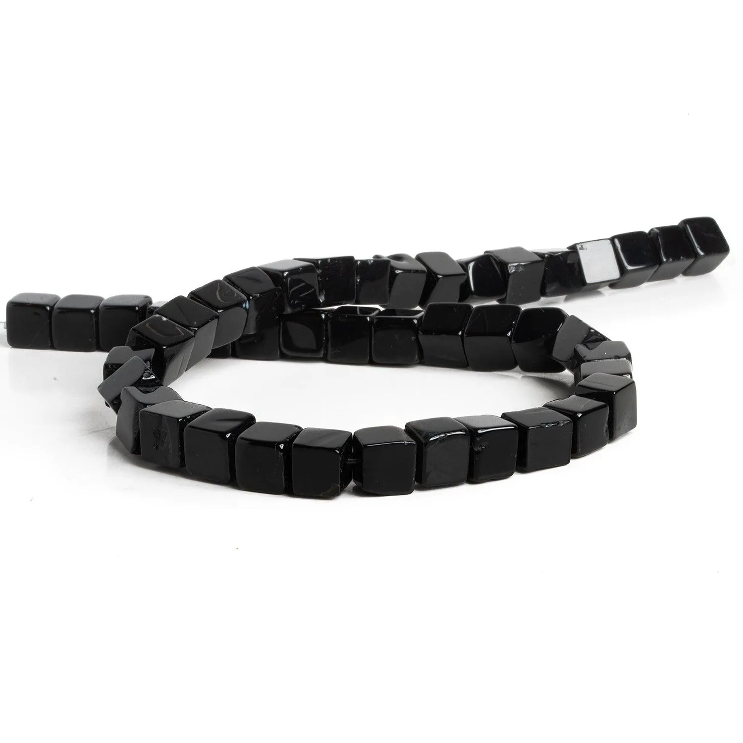 10mm Black Agate Cubes 16 inch 40 beads