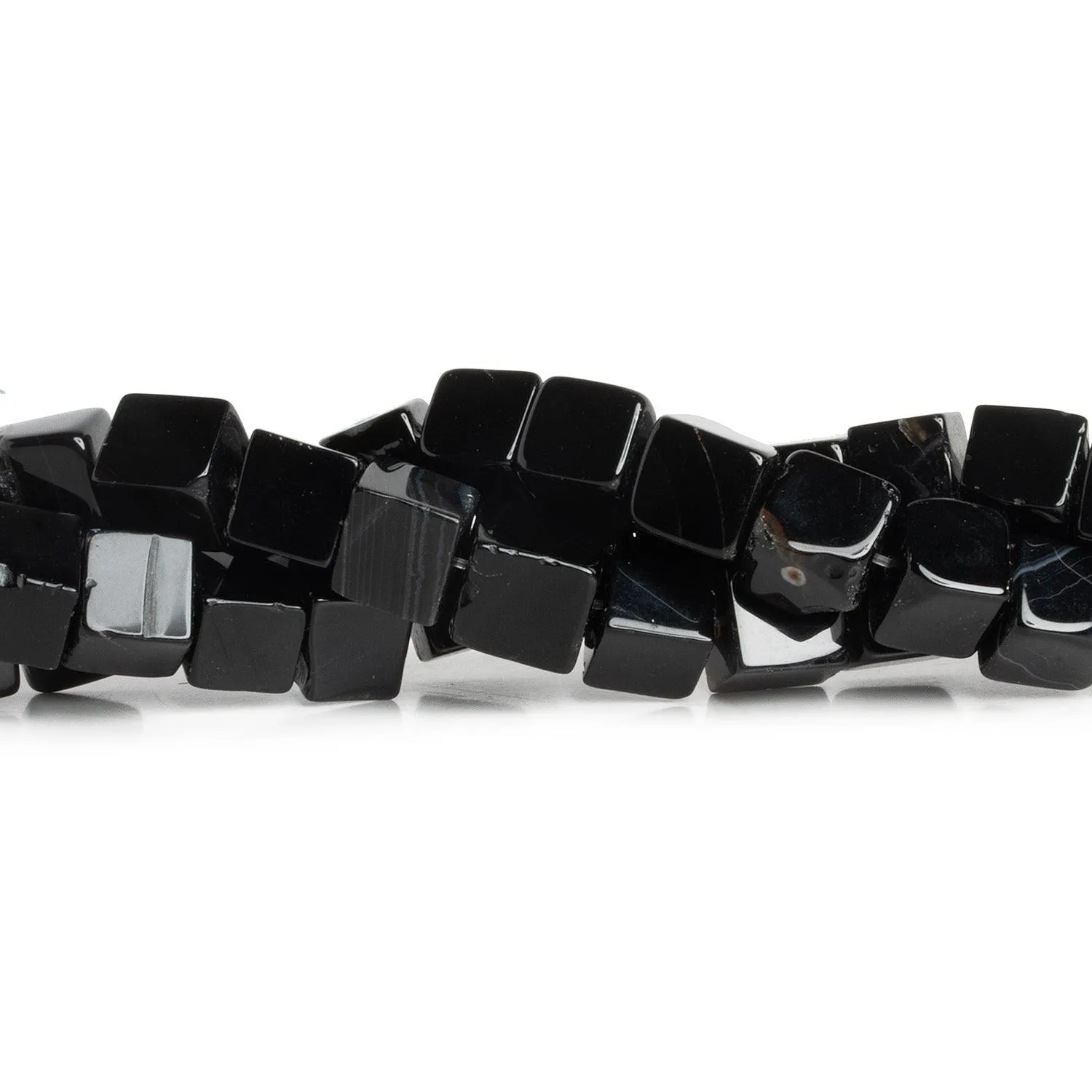 10mm Black Agate Cubes 16 inch 40 beads