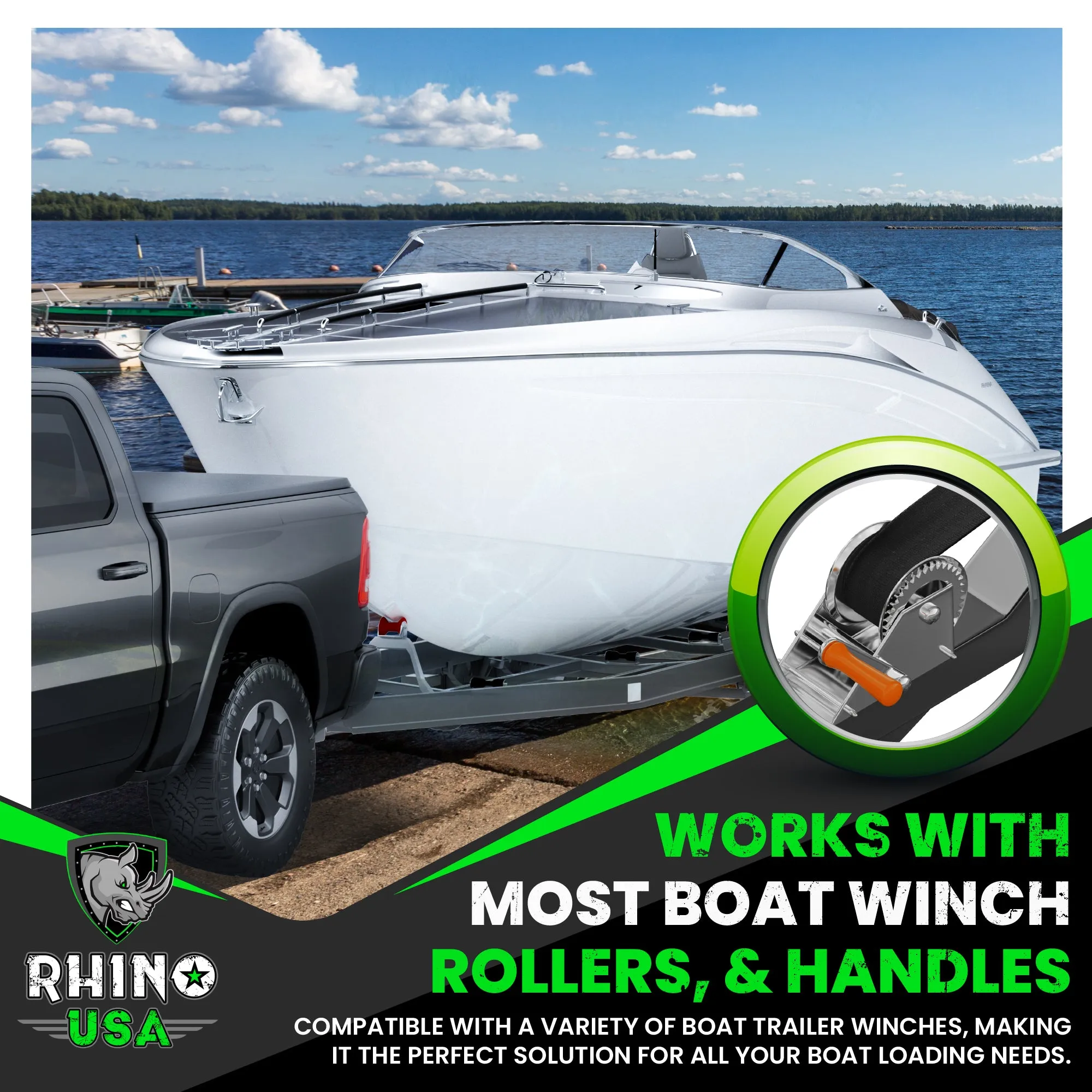 2" x 20' Boat Winch Strap w/ Hook
