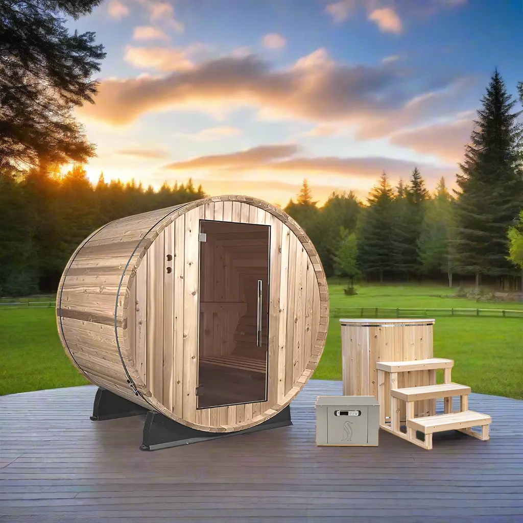 Almost Heaven Salem 2 Person Outdoor Barrel Sauna Detox Package