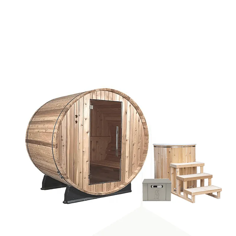 Almost Heaven Salem 2 Person Outdoor Barrel Sauna Detox Package