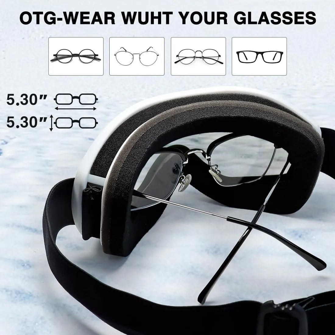 AVV Ski Goggles UV Protection, Anti-Fog Snowboard Snow Goggles OTG for Men Women Adults & Youths