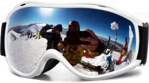 AVV Ski Goggles UV Protection, Anti-Fog Snowboard Snow Goggles OTG for Men Women Adults & Youths