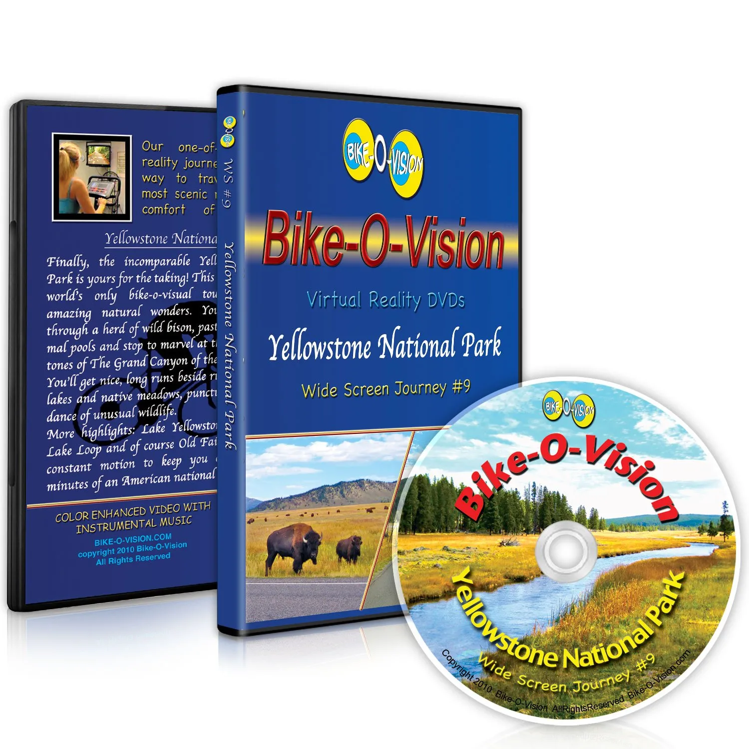 Bike-O-Vision - Virtual Cycling Adventure - Yellowstone National Park - Perfect for Indoor Cycling and Treadmill Workouts - Cardio Fitness Video (Widescreen DVD #9) [Blu-ray]