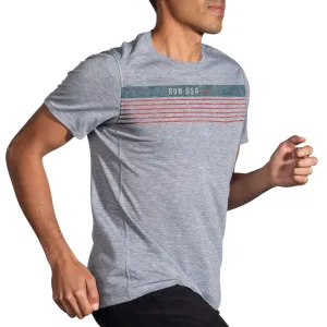 Brooks | Distance Short Sleeve 2.0 | Men's | Heather Ash/Run USA