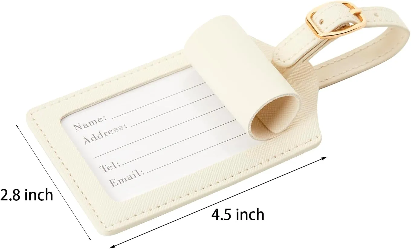 CHOIEO Initial Luggage Tag, PU Leather, Embroidered, Letter, Monogrammed, Luggage Tag for Baggage Bag Suitcase (E, White Leather Blue Letter)