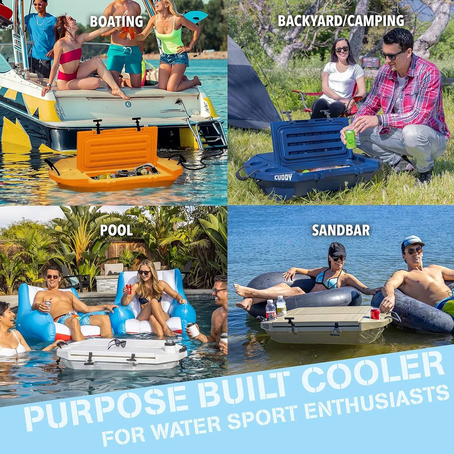 CUDDY Floating Cooler and Dry Storage Vessel for Land & Water  40QT Great for River, Beach, Kayak, Pool, & Lake - Multiple Color Options