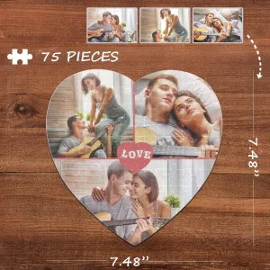 Custom Photo Love Heart-Shaped Jigsaw Puzzle Best Indoor Gifts For Lover 75 Pieces