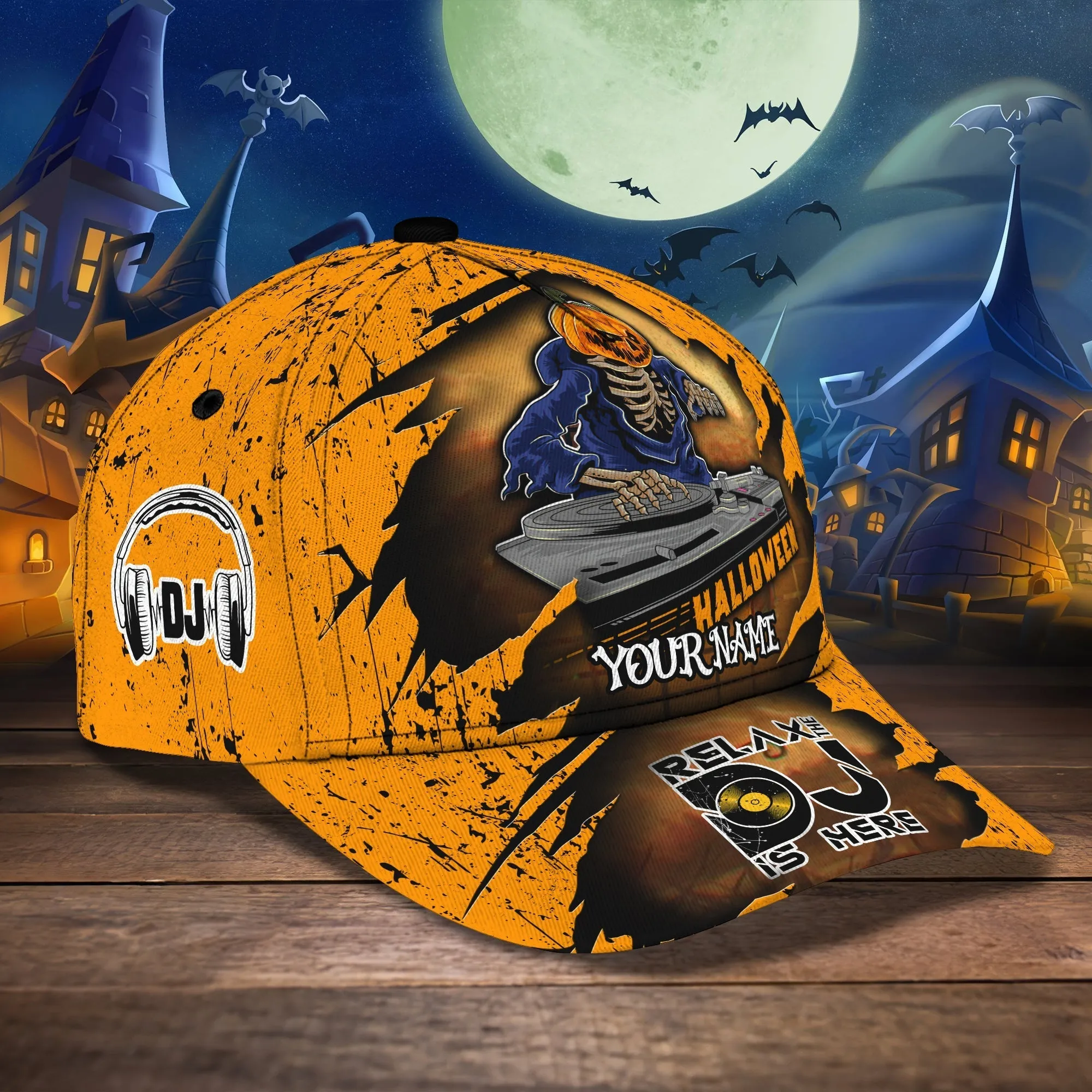 Customized 3D All Over Printed Baseball Cap Hat For Dj, Halloween Cap Hat For Dj, Halloween Gifts For Dj