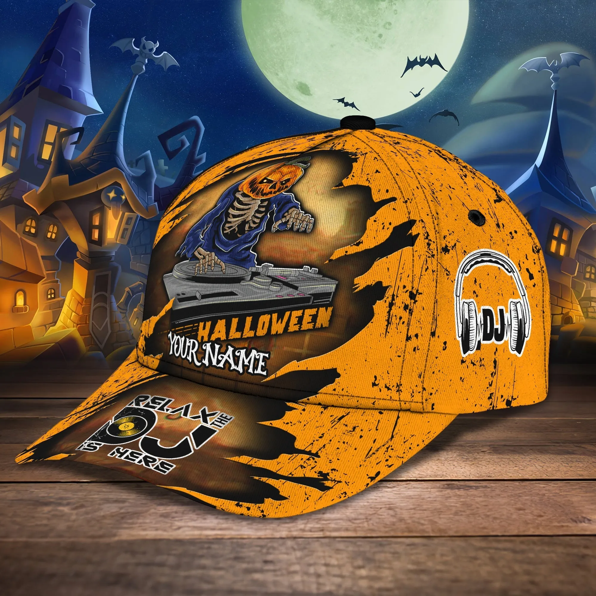 Customized 3D All Over Printed Baseball Cap Hat For Dj, Halloween Cap Hat For Dj, Halloween Gifts For Dj