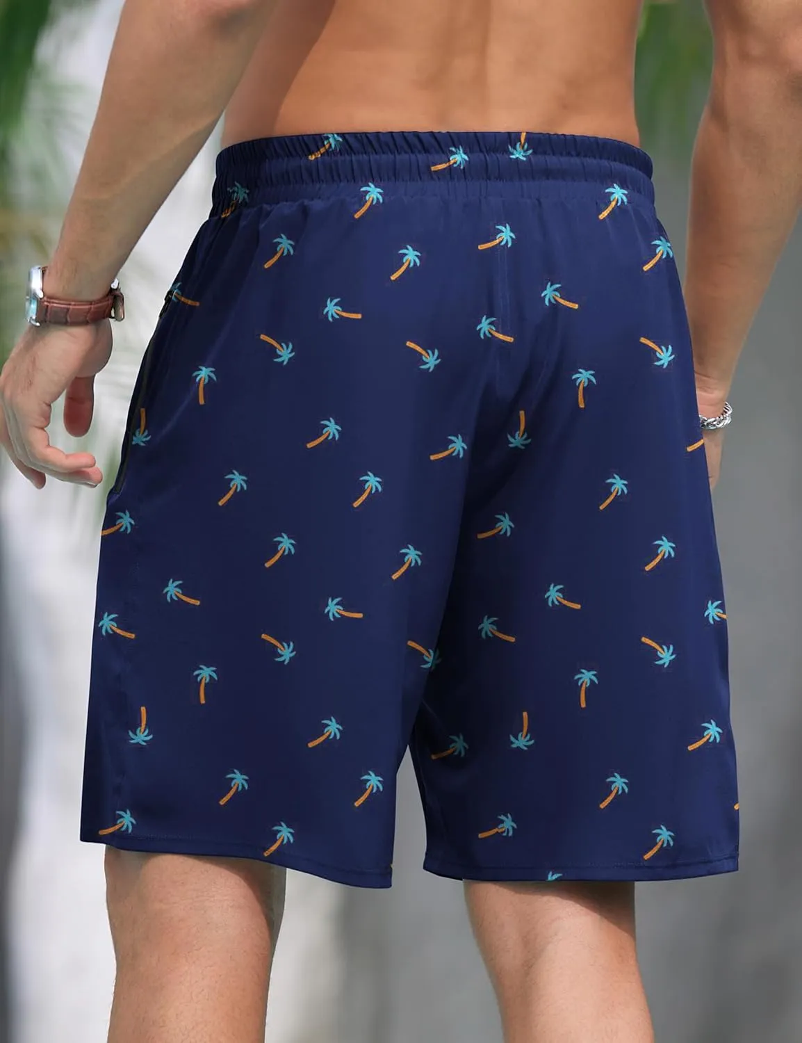 Cysincos Mens Swim Trunks with Compression Liner 7" 2 in 1 Quick Dry Swimming Swimwear Board Shorts with Zipper Pockets