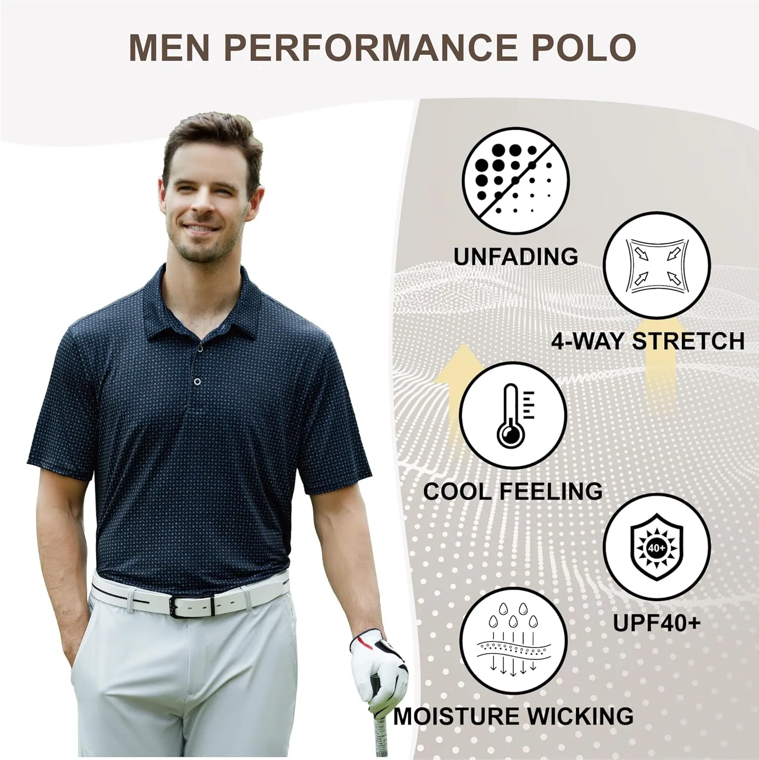 Damipow Premium Golf Shirts for Men Dry Fit Performance Polo Short Sleeve Collared Shirt