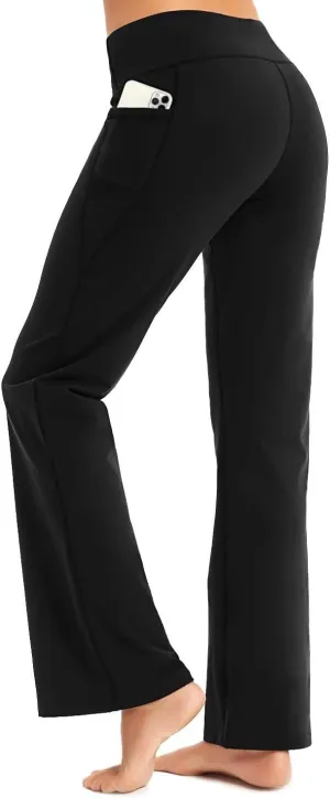 FIRST WAY Buttery Soft Women's Bootcut Yoga Pants Capris with 3 Pockets Lounge Floral Printing