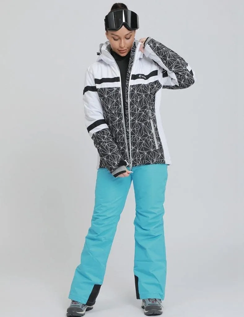 GS SNOWING Women's Ski Jackets and Pants Set Windproof Waterproof Insulated Snowsuit Winter Warm Snowboarding Snow Coat