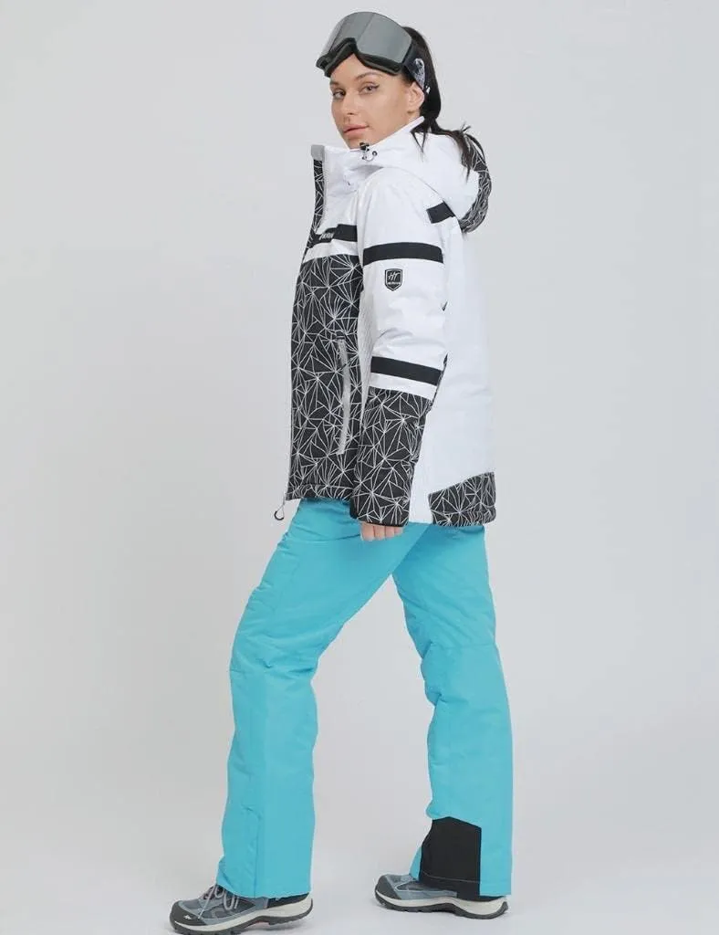 GS SNOWING Women's Ski Jackets and Pants Set Windproof Waterproof Insulated Snowsuit Winter Warm Snowboarding Snow Coat