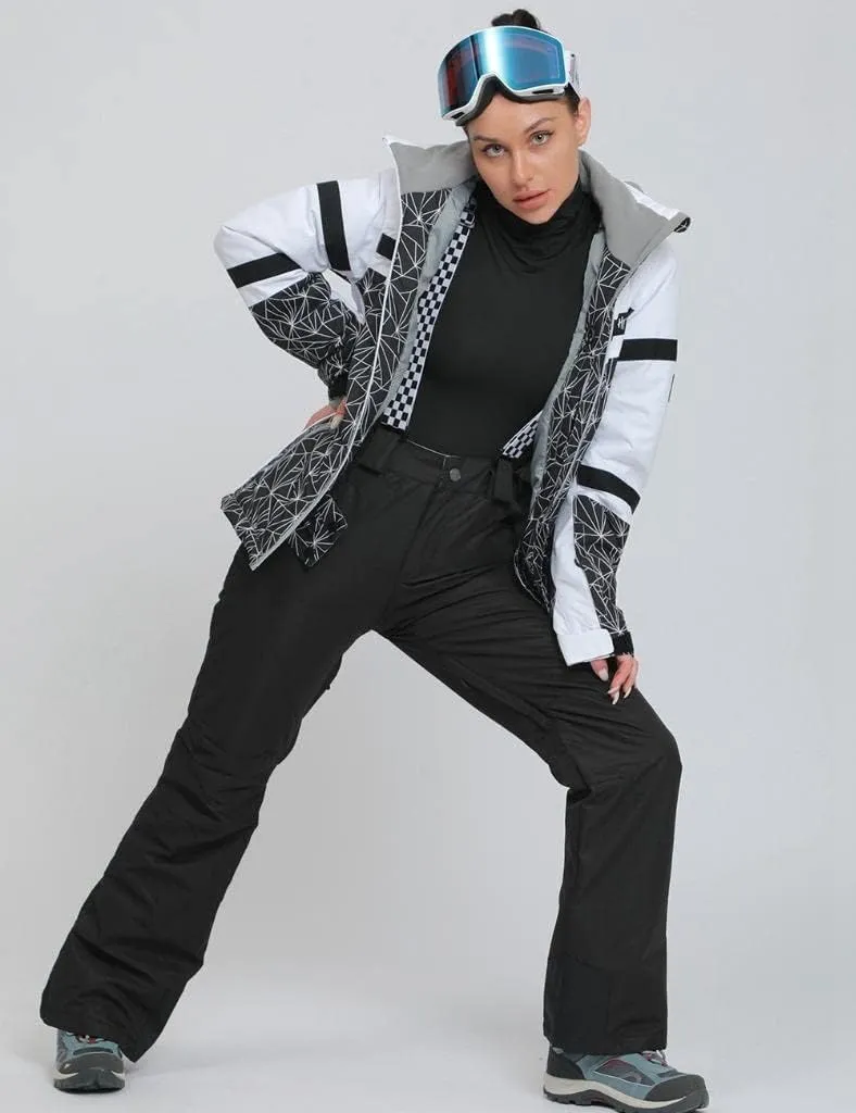 GS SNOWING Women's Ski Jackets and Pants Set Windproof Waterproof Insulated Snowsuit Winter Warm Snowboarding Snow Coat