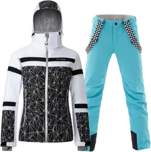 GS SNOWING Women's Ski Jackets and Pants Set Windproof Waterproof Insulated Snowsuit Winter Warm Snowboarding Snow Coat