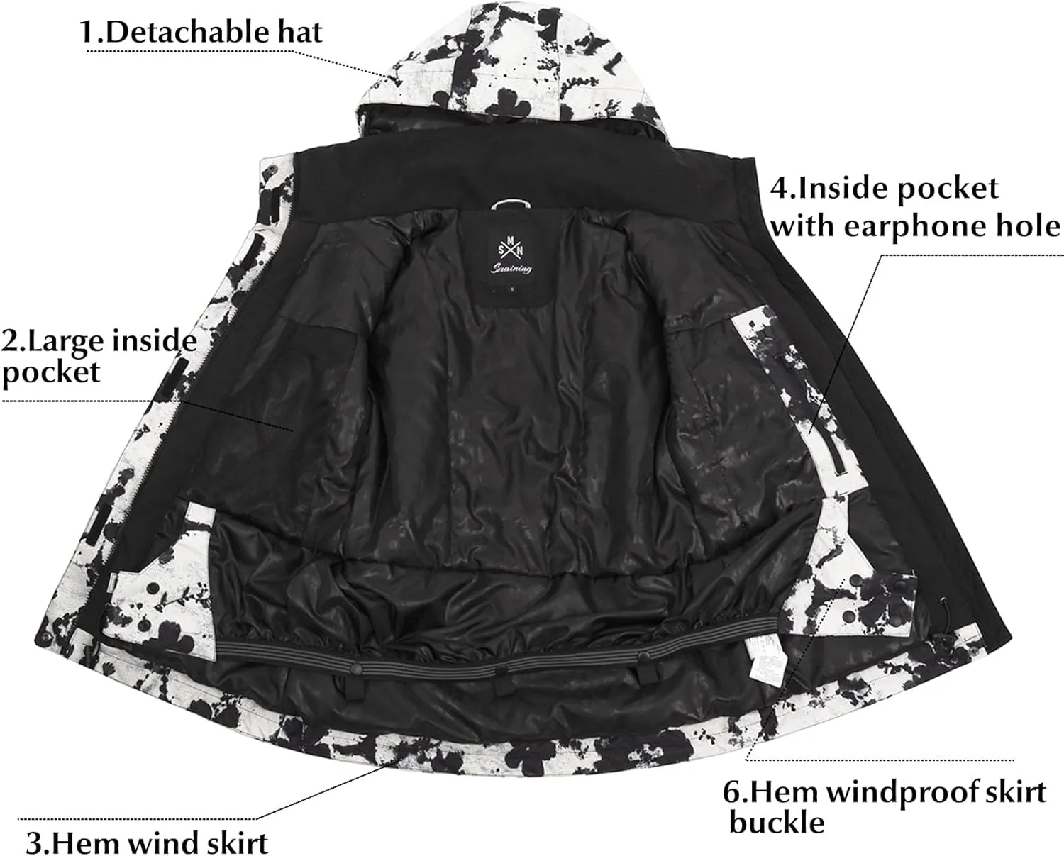 GSOU SNOW Women's Ski Jackets and Pants Set Snowboarding Snowsuit Snow Coat Hooded Waterproof Windproof