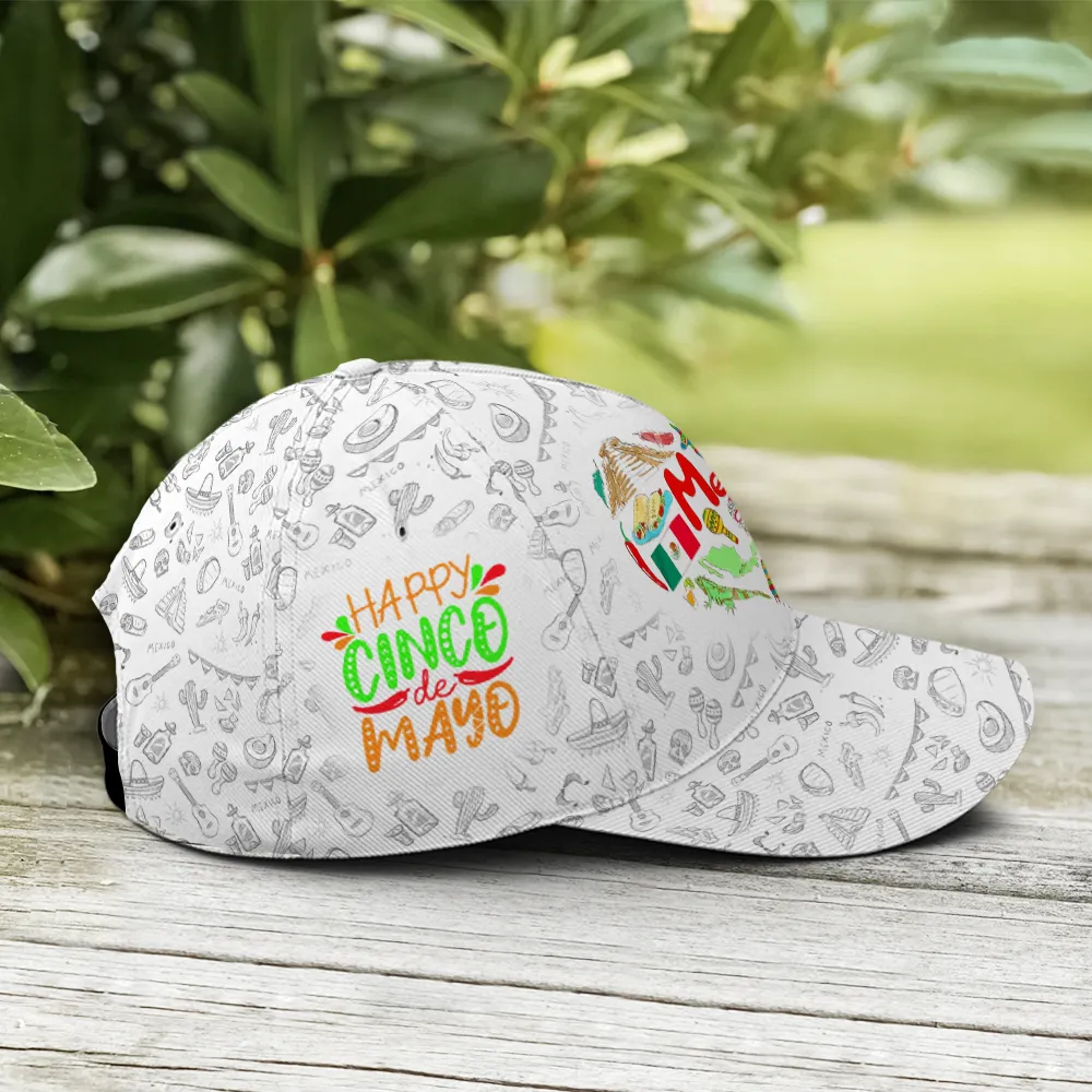 Happy Cinco De Mayo White Baseball Cap Coolspod