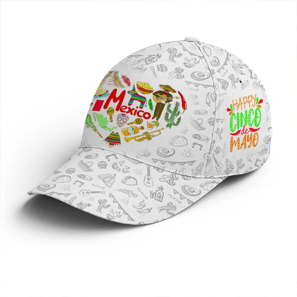 Happy Cinco De Mayo White Baseball Cap Coolspod