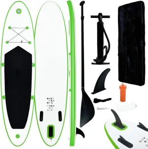 Inflatable Stand Up Paddle Board Set with High-Pressure Pump, Green and White