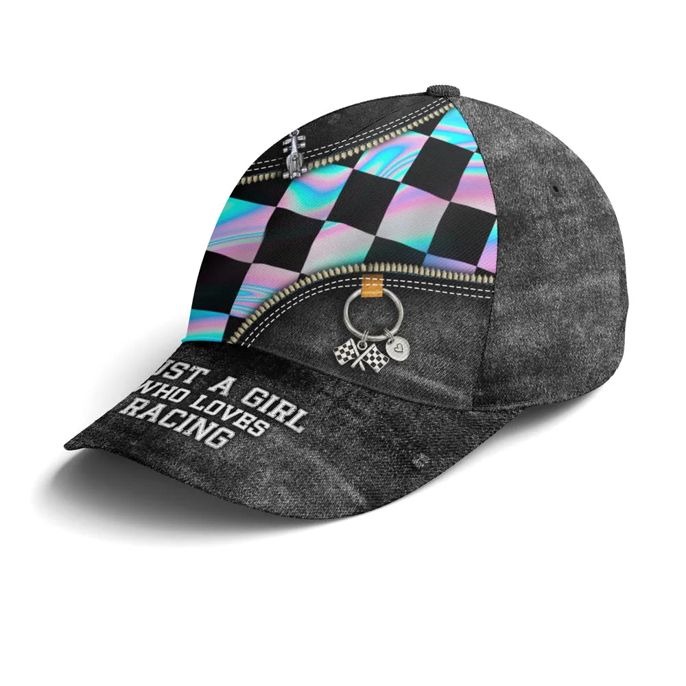Just A Girl Who Loves Racing Black Jean Style Baseball Cap Coolspod