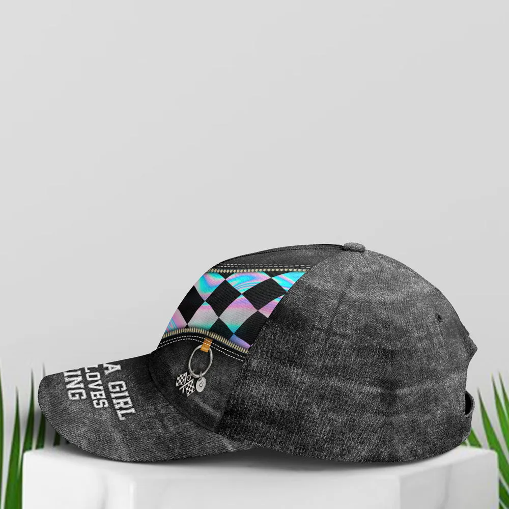 Just A Girl Who Loves Racing Black Jean Style Baseball Cap Coolspod