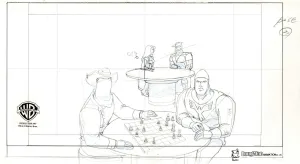 Justice League Unlimited Original Production Drawing: Black Canary, Green Arrow, Vigilante, and Shining Knight
