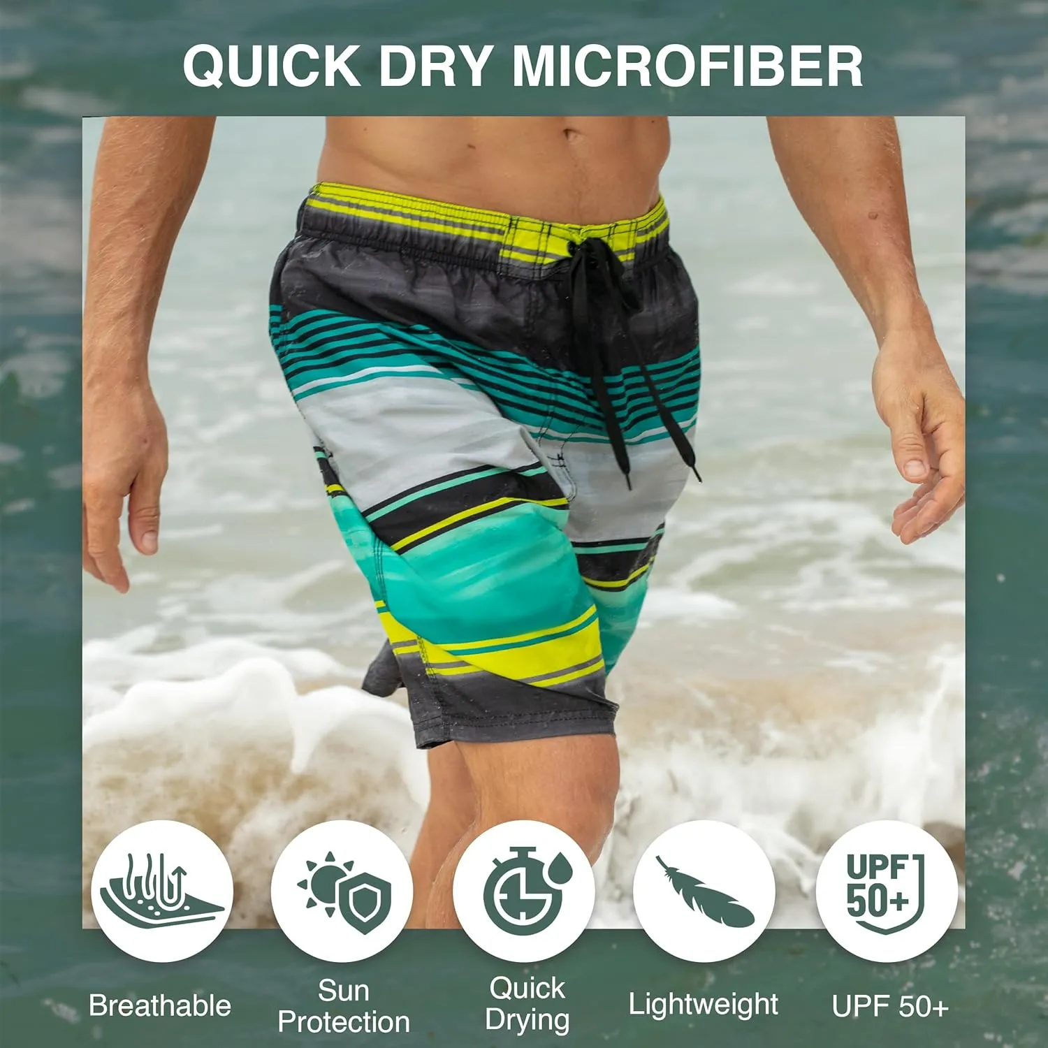 Kanu Surf Flex Men's Swim Trunks Quick-Dry Bathing Suit Men, 9" Inseam (Regular & Extended Sizes)