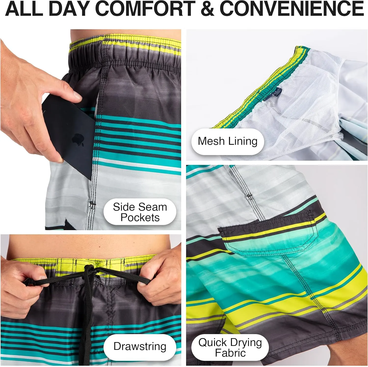 Kanu Surf Flex Men's Swim Trunks Quick-Dry Bathing Suit Men, 9" Inseam (Regular & Extended Sizes)