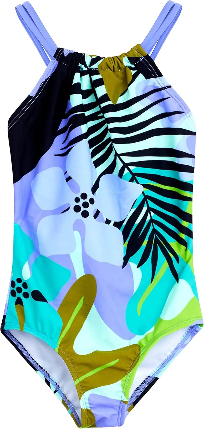 Kanu Surf Girls' Jasmine Beach Sport Halter One Piece Swimsuit