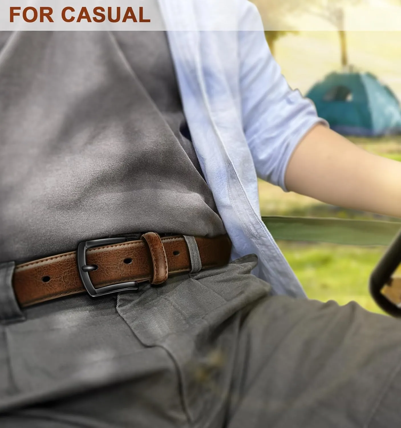 KEMISANT Men Belt 2Pack  Genuine Leather Belt for Men Dress Casual Golf Jeans 1 3/8"