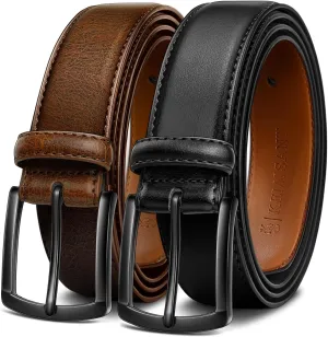 KEMISANT Men Belt 2Pack  Genuine Leather Belt for Men Dress Casual Golf Jeans 1 3/8"