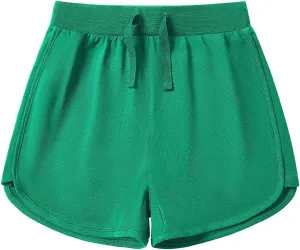 Kid Nation Girls Athletic Shorts Cotton Girls Running Shorts with Pockets Drawstring Kids Soccer Gym Workout Sports Shorts