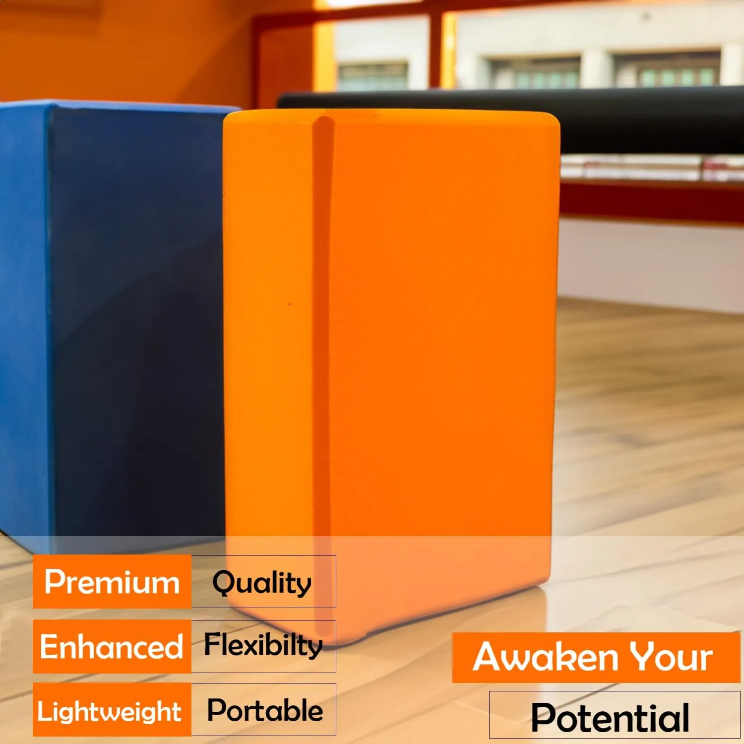 Kuber Industries High-Density Yoga Block|Lightweight & Portable Yoga Brick|Improve Strength & Flexibility-Pack of 4 (Orange)