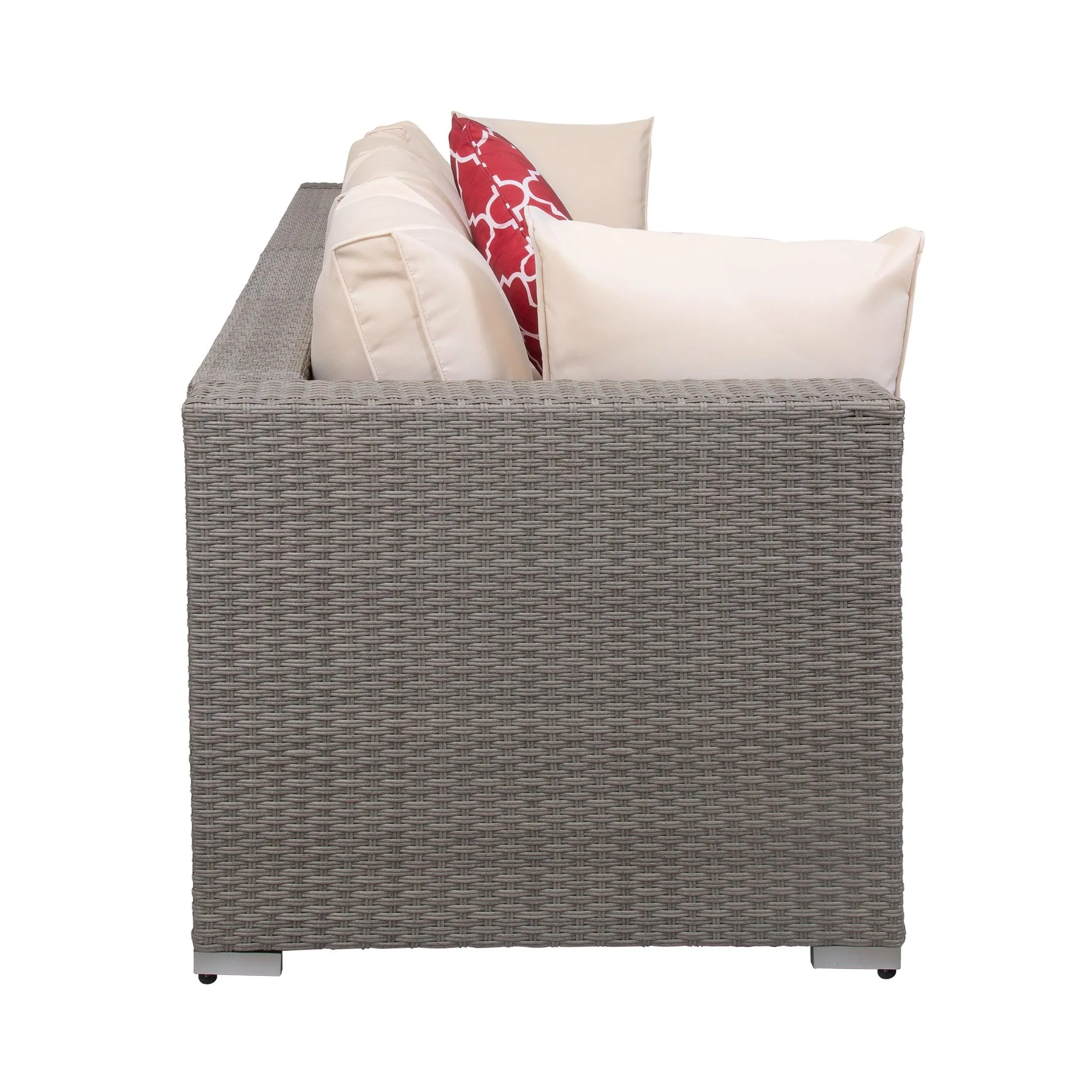 London 4-Piece Modular Outdoor Patio Rattan Wicker Sofa Gray/Ivory