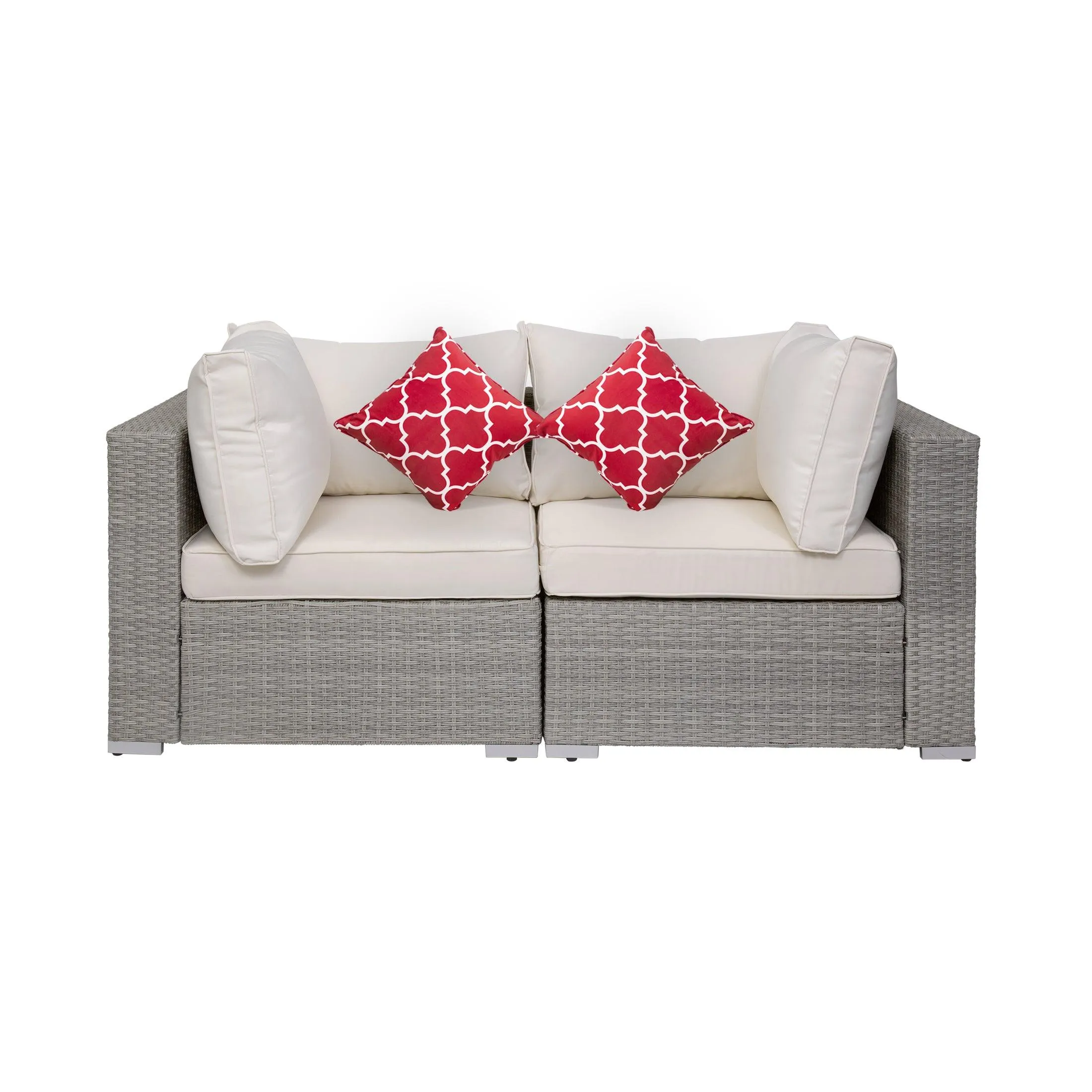 London 4-Piece Modular Outdoor Patio Rattan Wicker Sofa Gray/Ivory