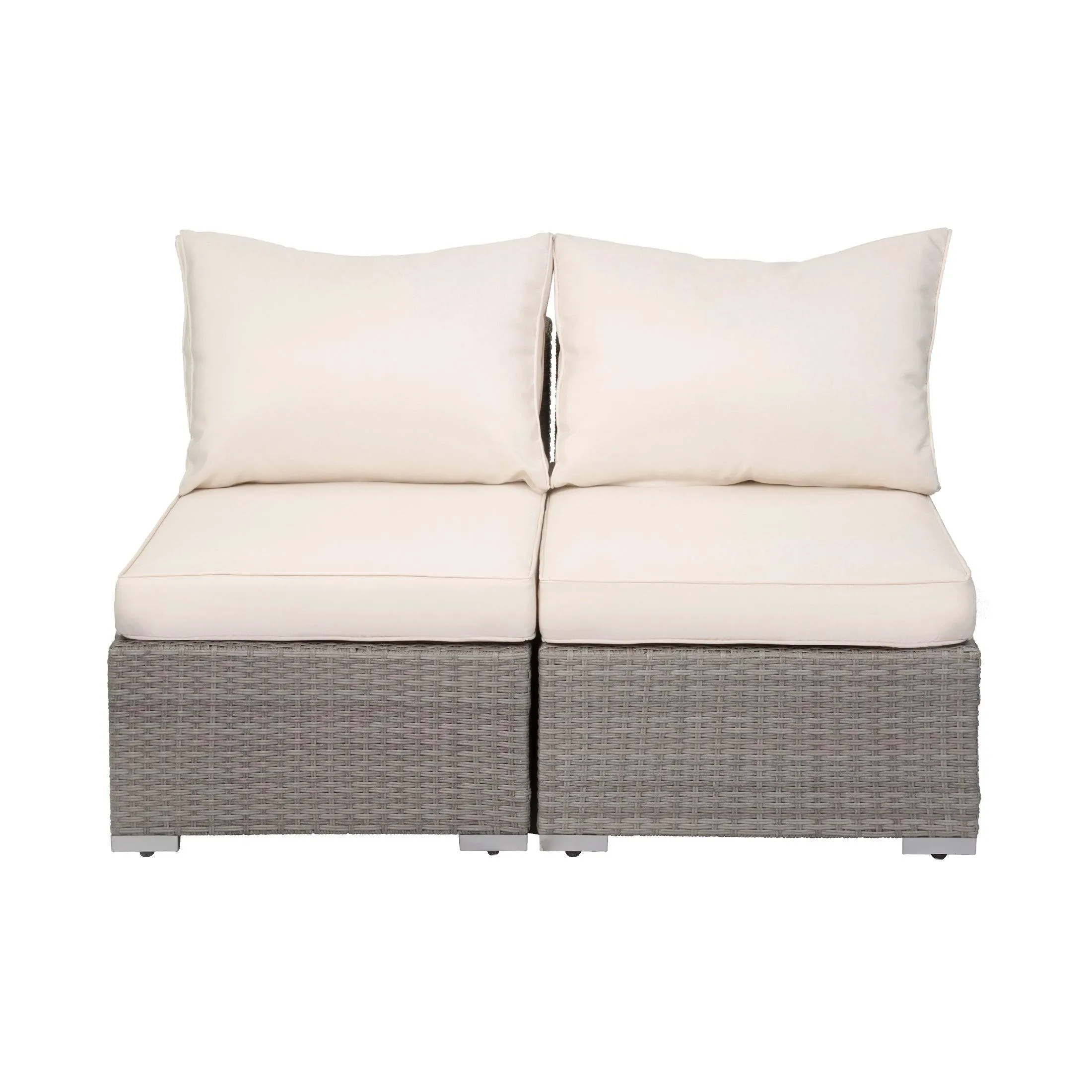London 4-Piece Modular Outdoor Patio Rattan Wicker Sofa Gray/Ivory