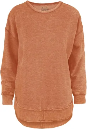 Melange Poncho Fleece: Long Sleeve Crew Neck Hi-Lo Round Bottom