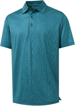 Men' s Golf Shirts Short Sleeve Print Performance Moisture Wicking Dry Fit Golf Polo Shirts for Men