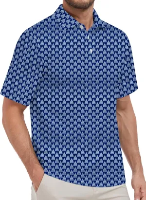 Mens Golf Shirt Relaxed Fit Printed Short Sleeve Performance Moisture Wicking Polo Shirt (S - 4XL)