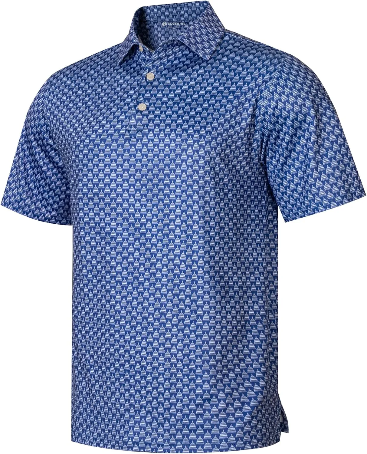 Mens Golf Shirt Relaxed Fit Printed Short Sleeve Performance Moisture Wicking Polo Shirt (S - 4XL)
