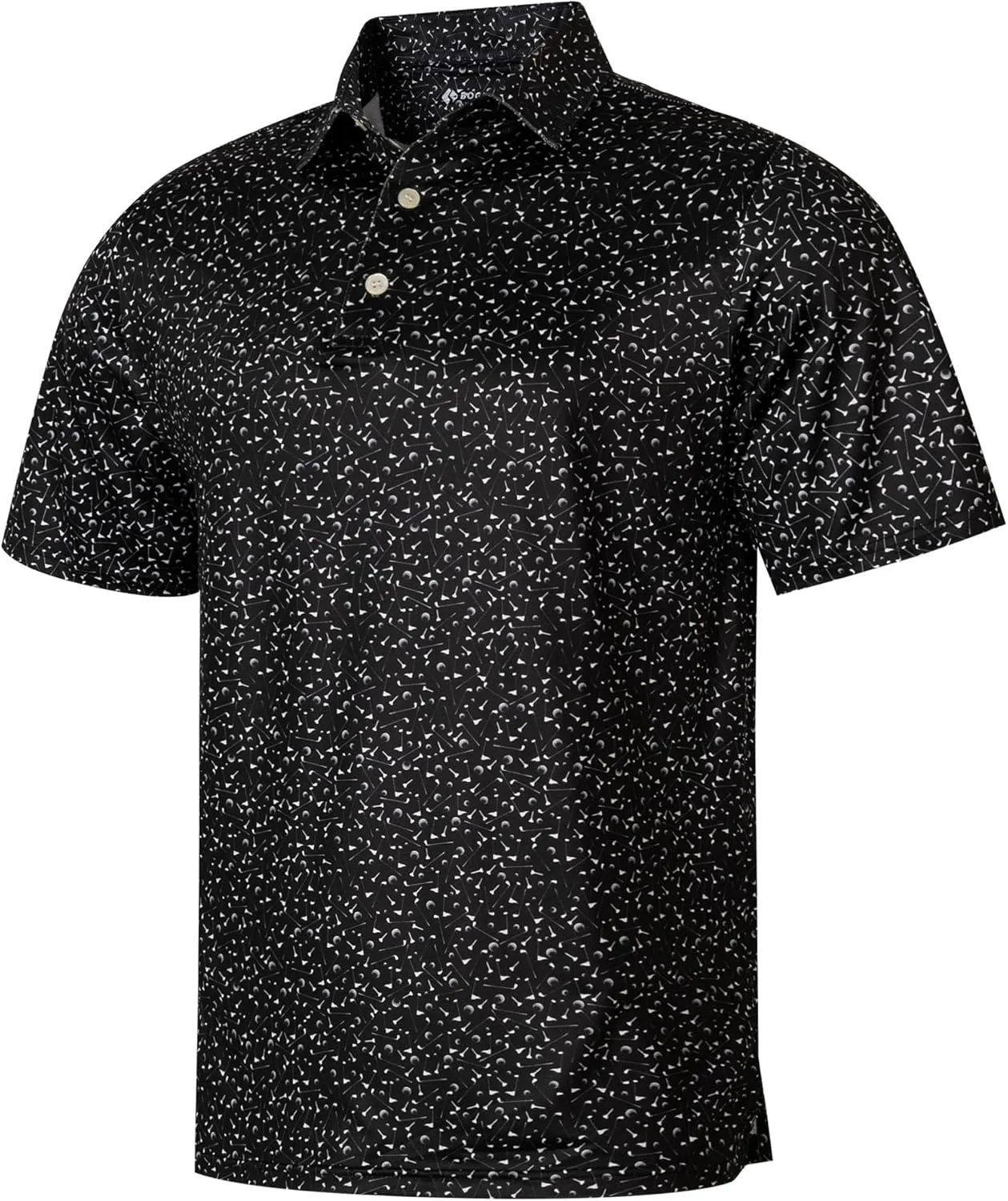 Mens Golf Shirt Relaxed Fit Printed Short Sleeve Performance Moisture Wicking Polo Shirt (S - 4XL)