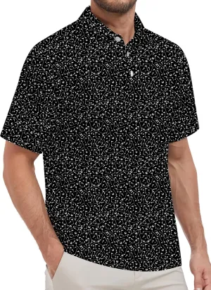 Mens Golf Shirt Relaxed Fit Printed Short Sleeve Performance Moisture Wicking Polo Shirt (S - 4XL)