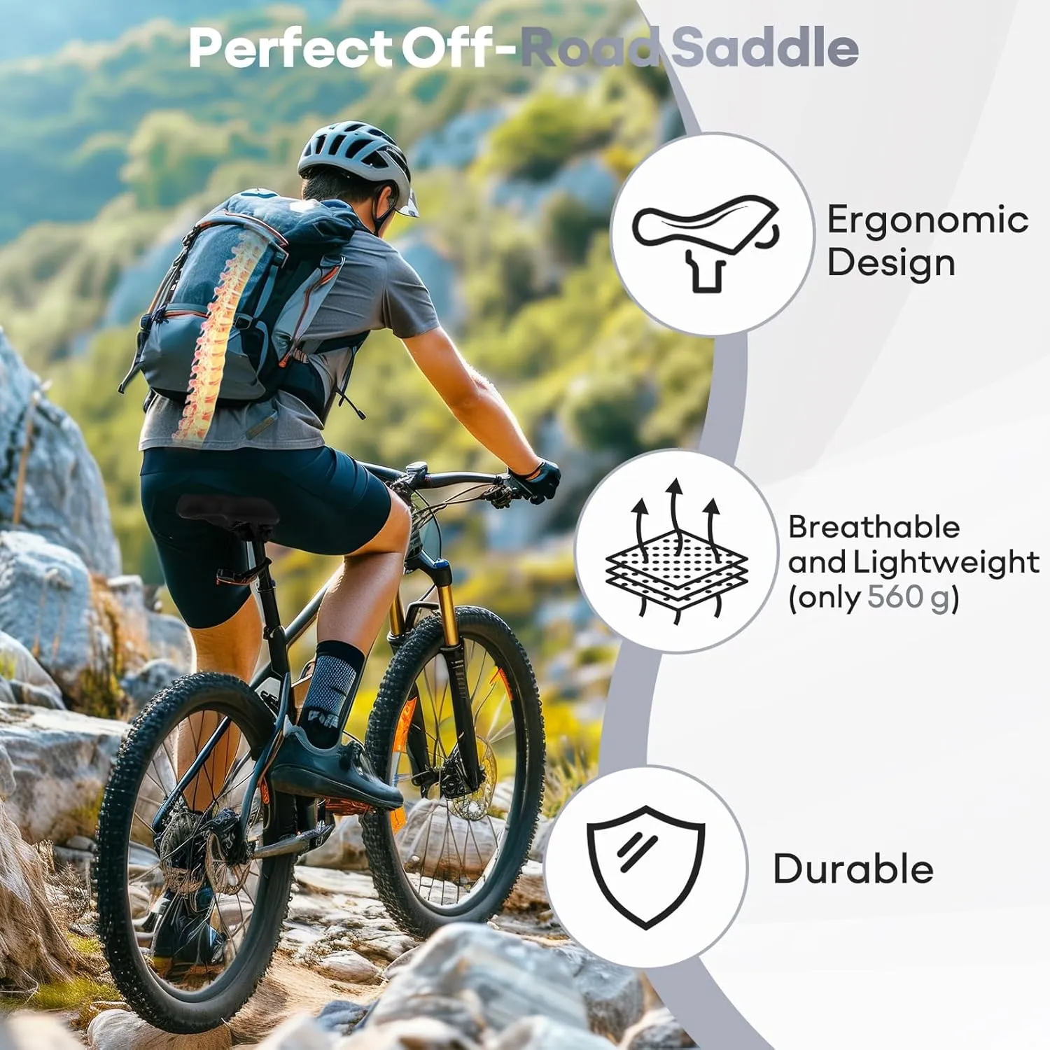 New Gel Bike Seat for Men & Women, Mjkeomo Waterproof Bicycle Seat Breathable Mountain Bike Saddle Gel Bicycle Saddle for MTB, BMX, Road Bike, City Bikes, Exercise Bikes