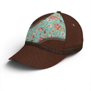 Nurse Pattern Leather Style Baseball Cap Coolspod