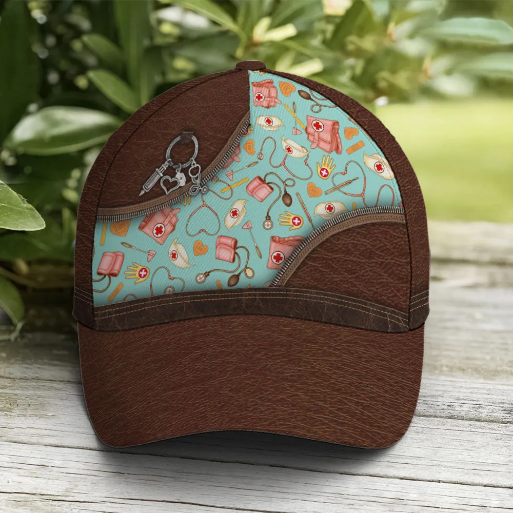 Nurse Pattern Leather Style Baseball Cap Coolspod
