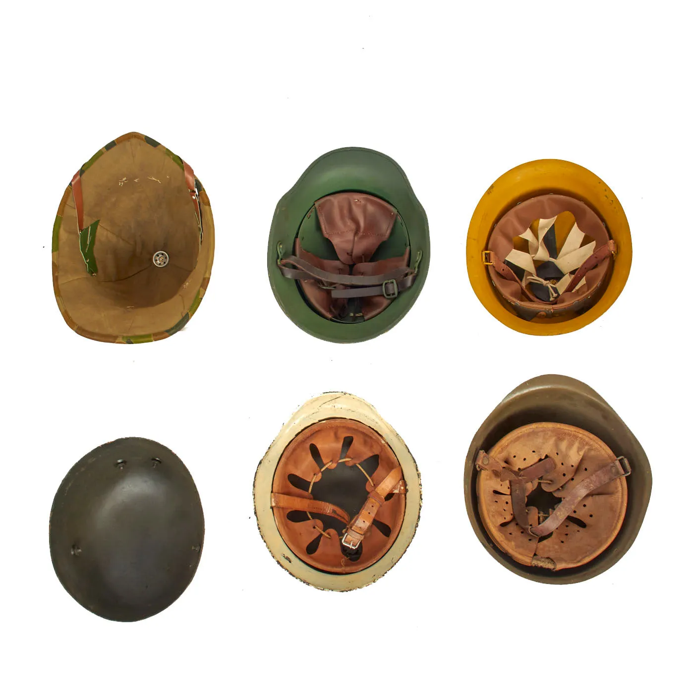 Original And Reproduction British, German, Finnish, Swedish and Czech Helmet Lot - 6 Items