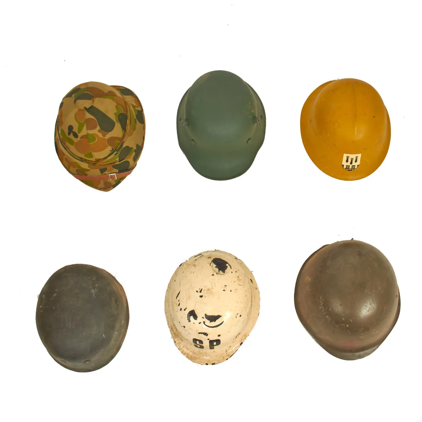 Original And Reproduction British, German, Finnish, Swedish and Czech Helmet Lot - 6 Items